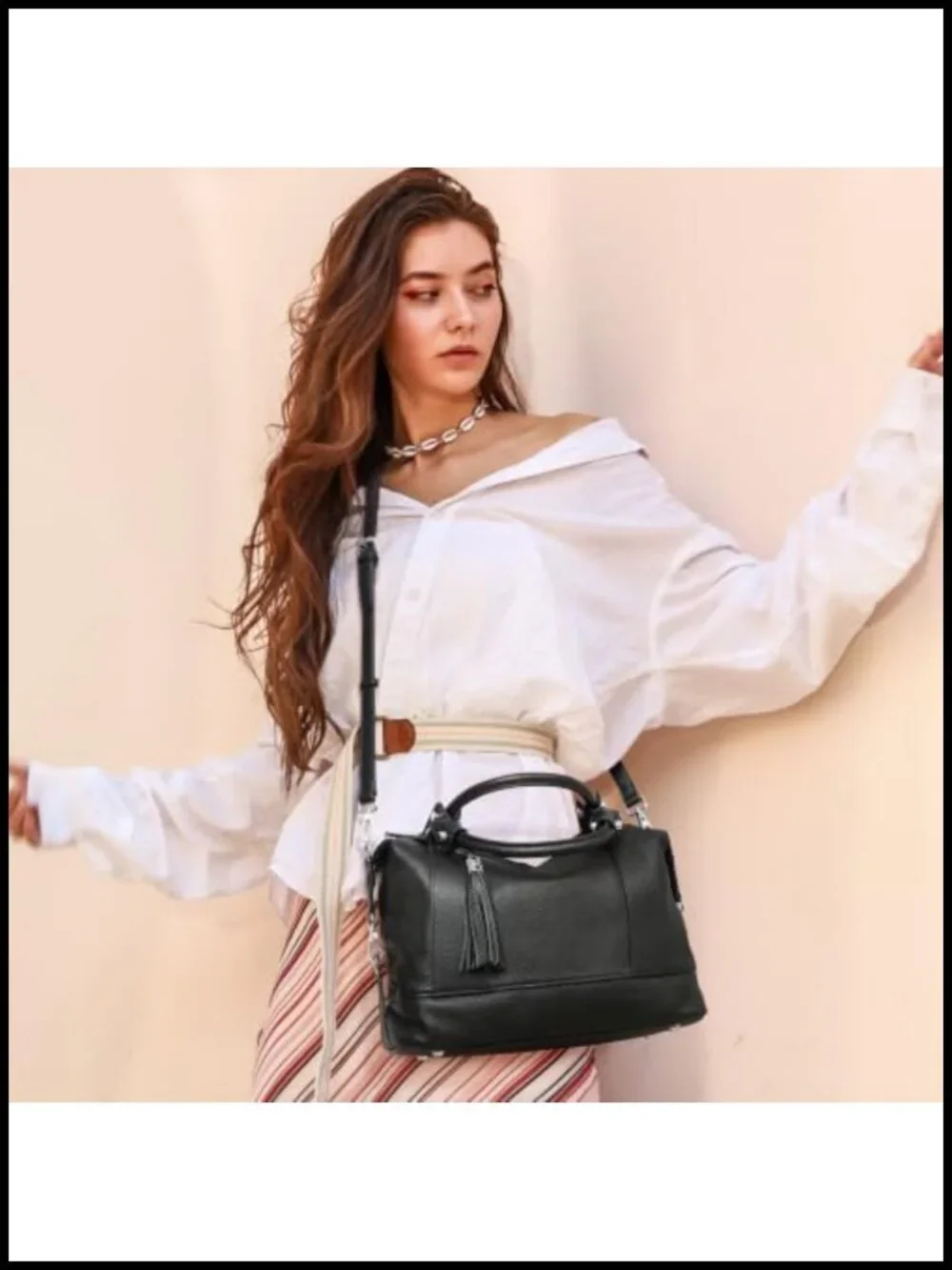 Genuine Leather Satchel Tote Crossbody Bag Women Shoulder Handbag